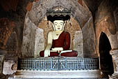 Bagan Myanmar. Sulamani temple. The heavenly restored main Buddha image of the eastern hall.